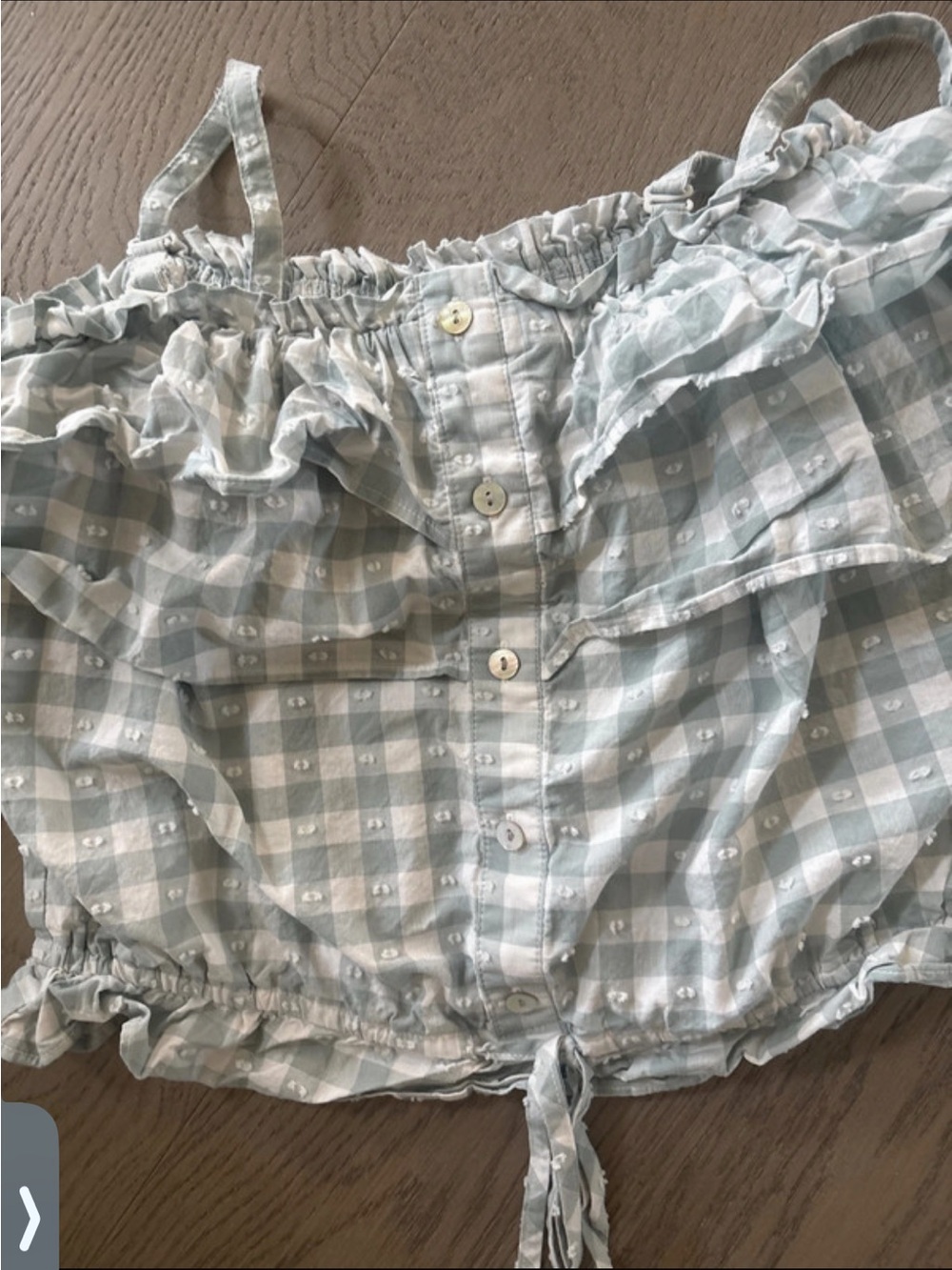 LC Lauren Conrad Light Blue Gingham Ruffle Crop Top